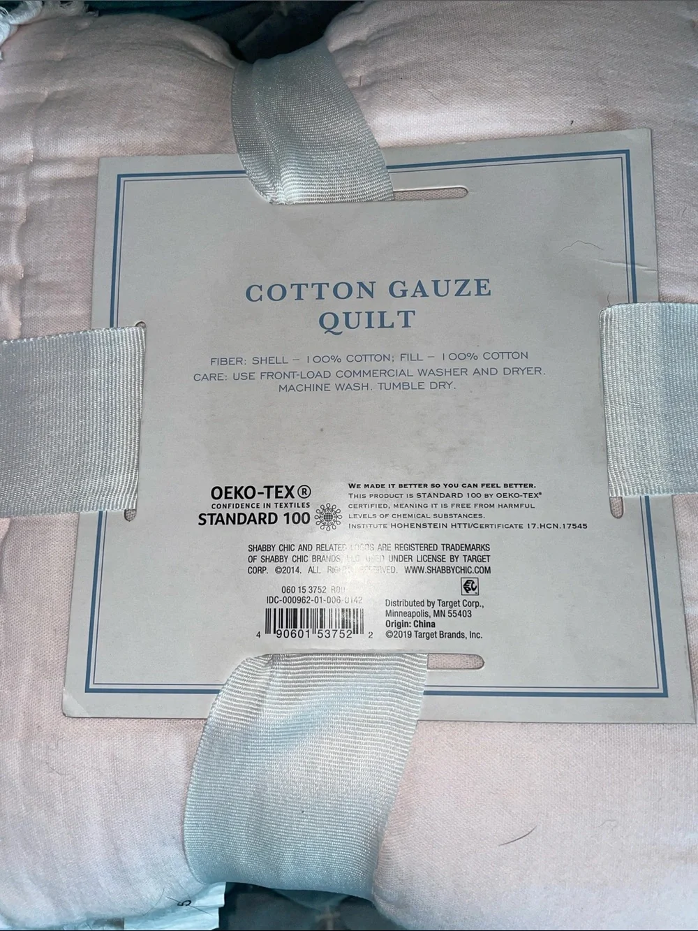Shabby Chic Twin Size Soft Pink Cotton Gauze Quilt-NWT